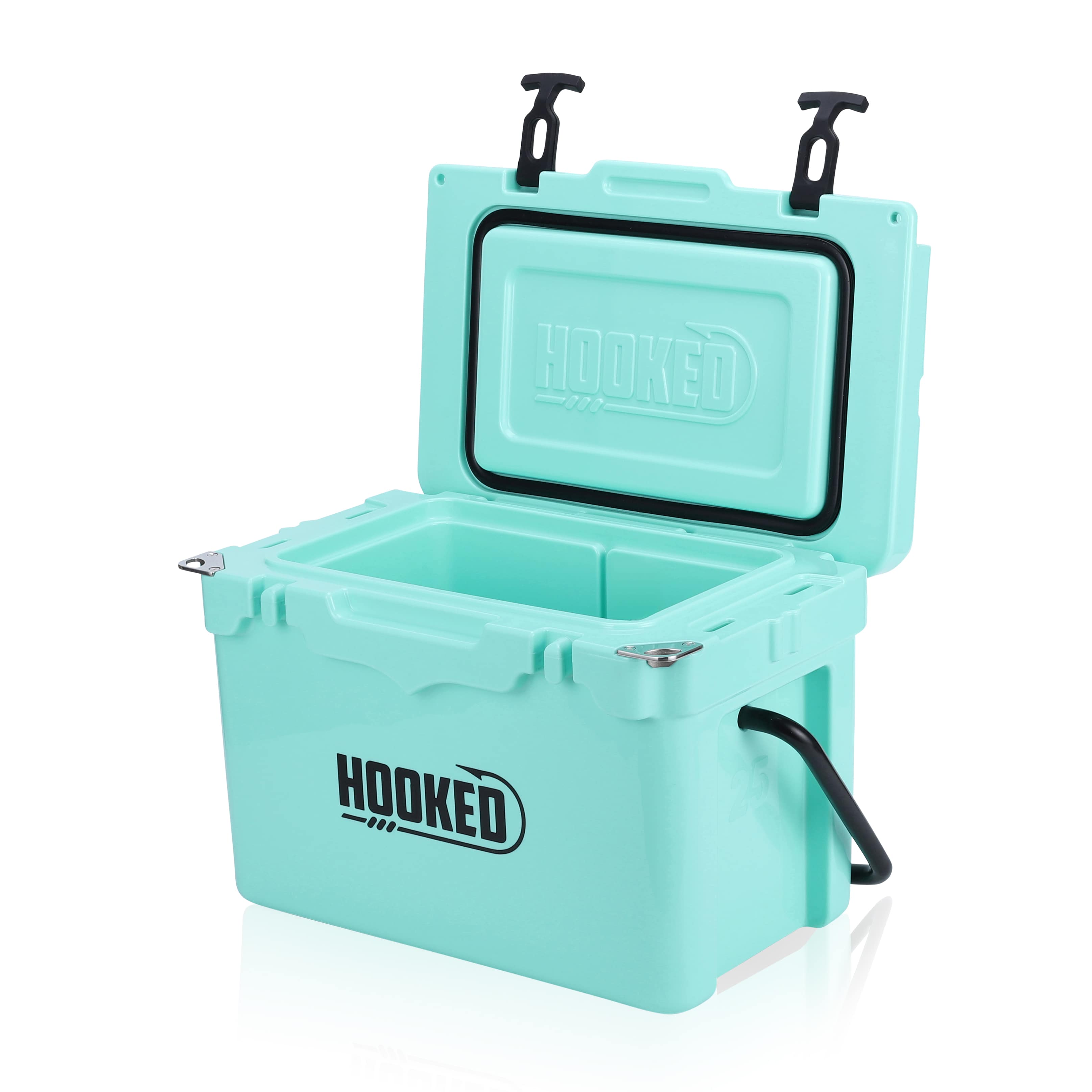 Front / Side image of open Seafoam cooler.