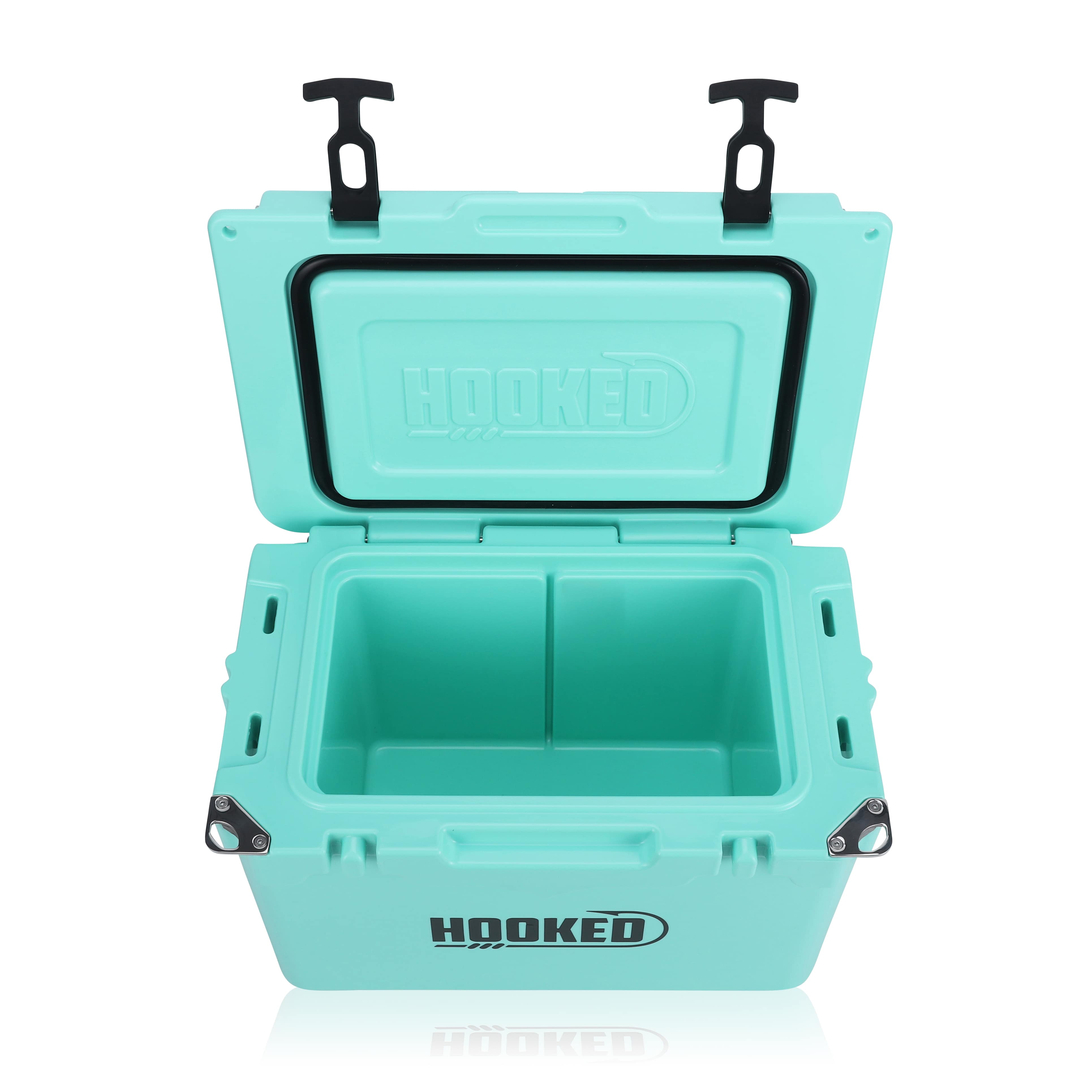 top front image of open Seafoam cooler.