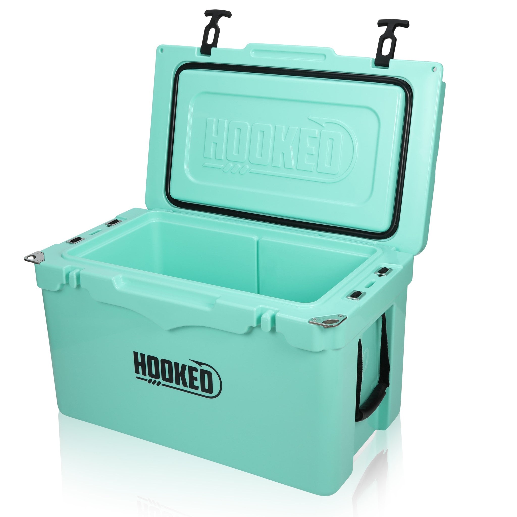 Front / Side image of open Seafoam cooler
